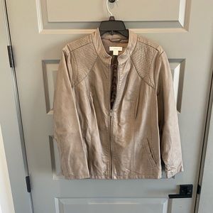 Gray leather motorcycle jacket